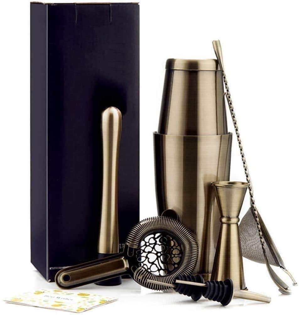 Professional 7-Piece Stainless Steel Cocktail Shaker Set - Boston Shaker, Measuring Cup, Bar Spoon & Strainer - Perfect for Home Bars, Parties & Mixology Enthusiasts