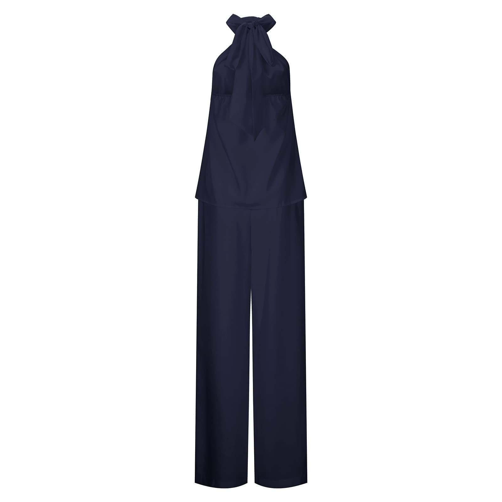 Women's 2 Piece Outfit Sets - 2024 Summer Sleeveless Tops & Wide Leg Lounge Pants Casual Sweatsuit for Home, Travel & Streetwear Fashion