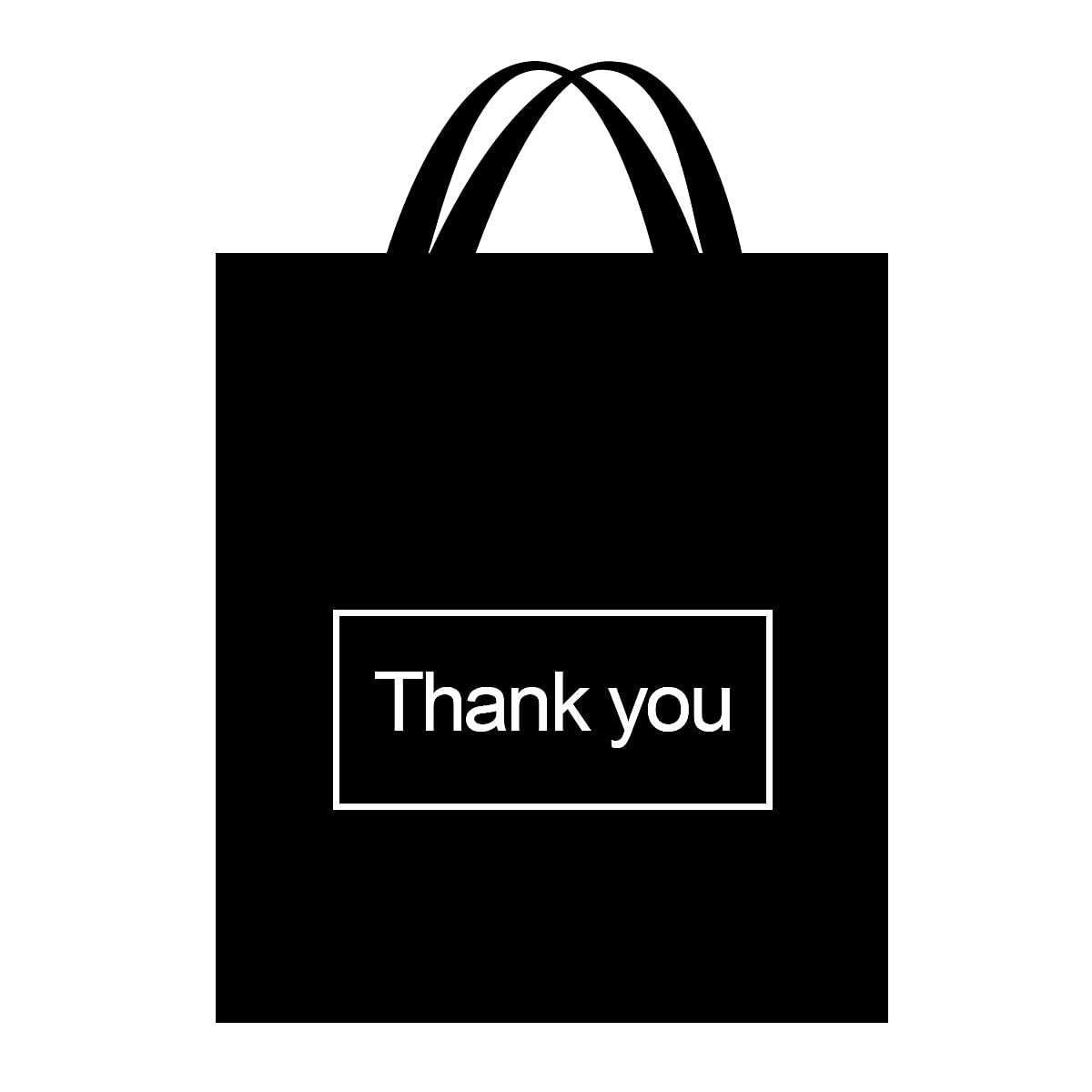 50 PCS Extra Thick 12x14 Inch Plastic Thank You Bags with Loop Handle - Bulk Merchandise & Retail Gift Bags for Small Business, Parties, Favors & Goodies (Black, Folded Sides) - Perfect for Customer Appreciation, Boutique Packaging & Event Giveaways
