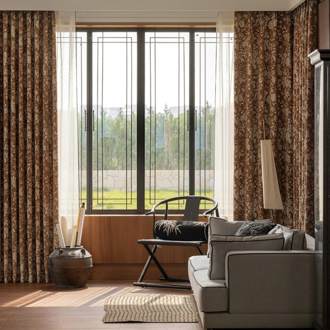 Helen Vintage French Jacquard Floral Blackout Curtains - Elegant Custom Window Treatments for Living Room & Bedroom