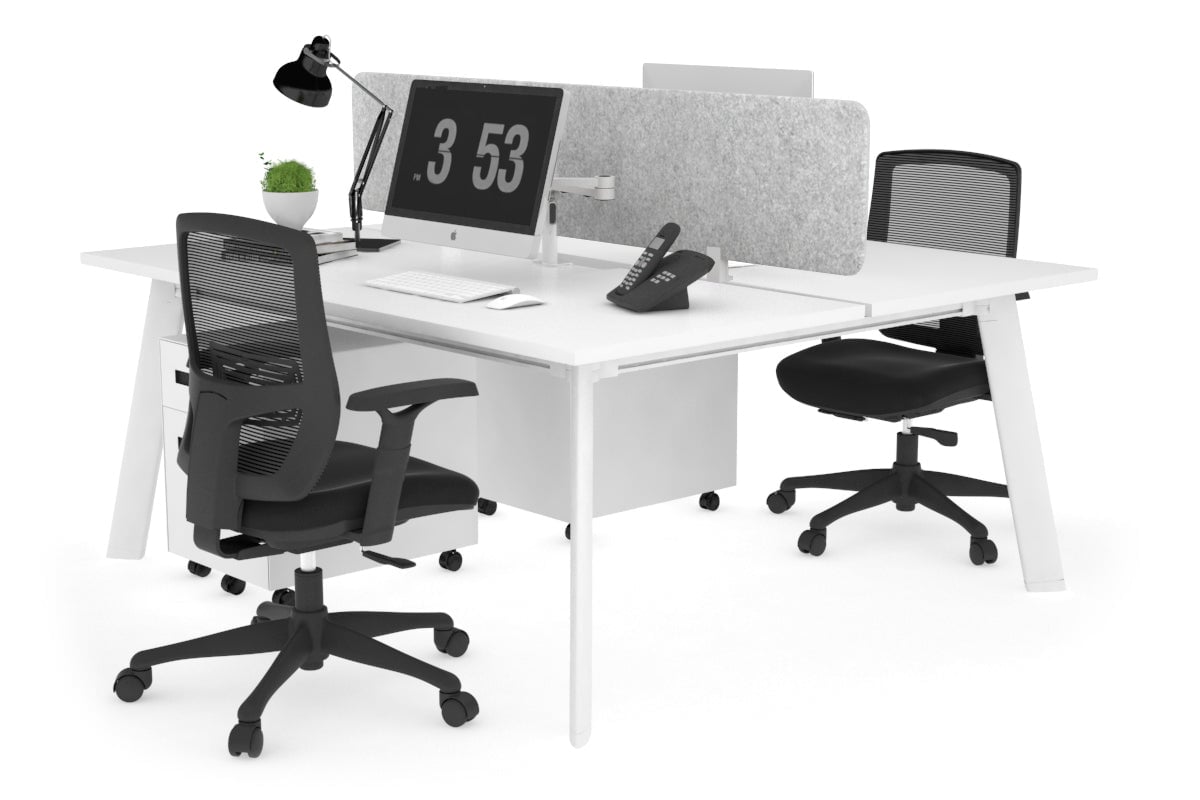 2 Person Workstation with White Frame - 1200L x 800W Switch Desk with Cable Management for Home Office & Coworking Spaces