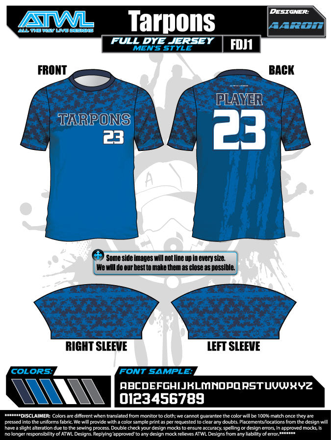 Premium Tarpons Full Dye Sublimation Basketball Jersey - Breathable & Lightweight for Game Day & Team Sports