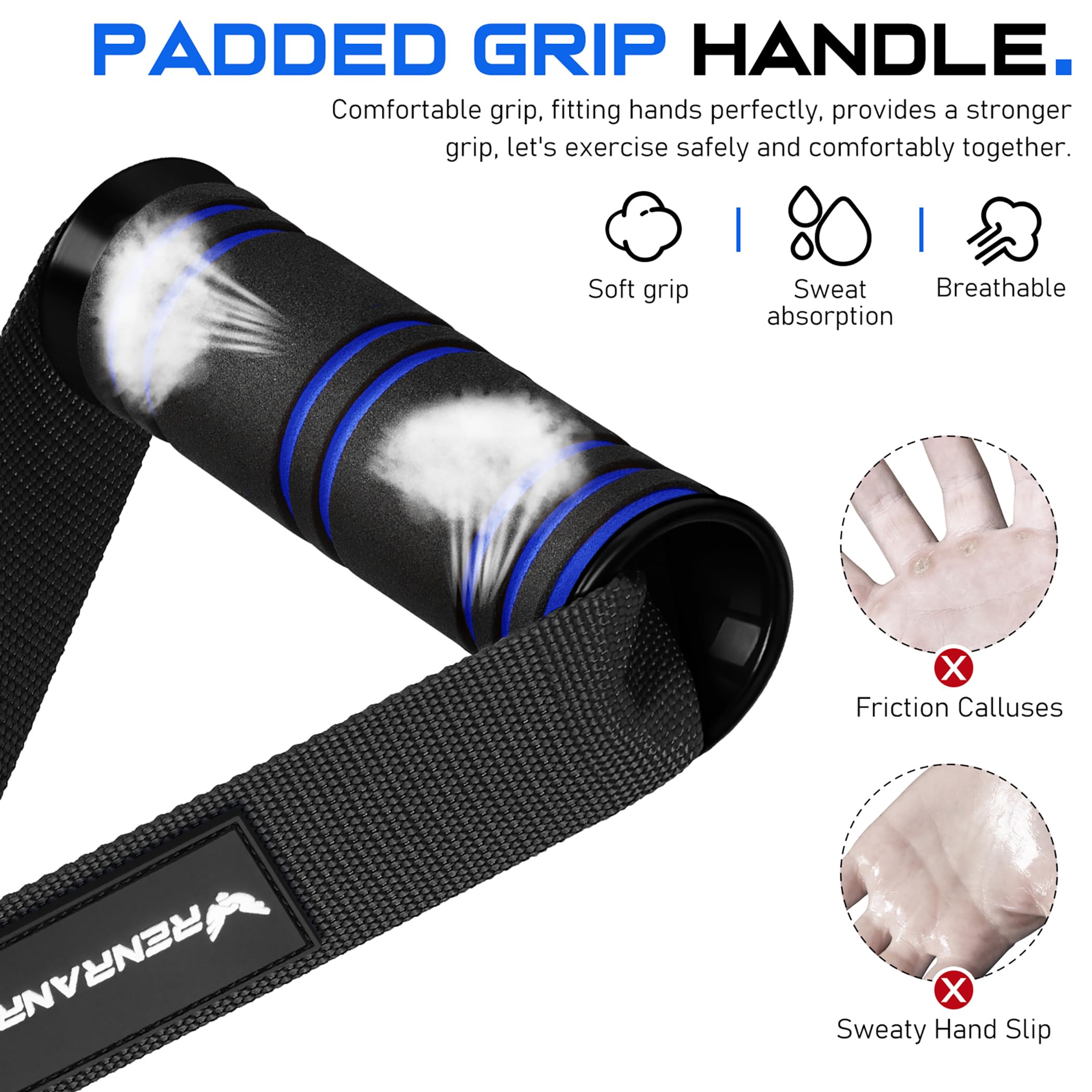 RENRANRING Gym Exercise Handles - Replacement Cable Machine Attachments for Pulleys, Resistance Bands & Strength Training - Pull Down Workout Accessories for Home Gym - Perfect for CrossFit, Weightlifting & Functional Training