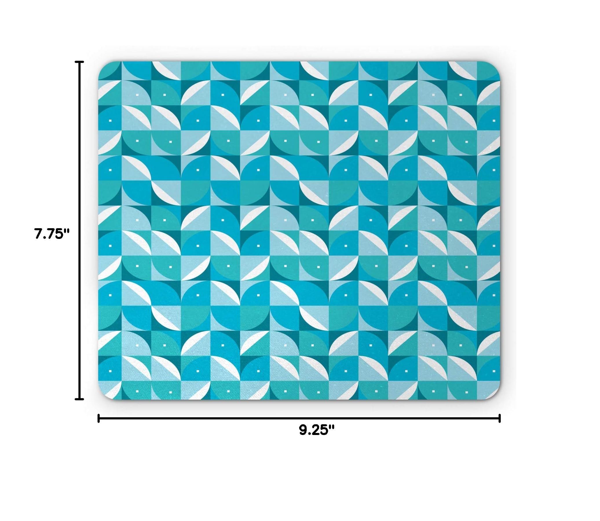 Ambesonne Geometric Mouse Pad - Non-Slip Rubber Gaming Mousepad with Fractal Abstract Design, Half Circles & Triangles Pattern in Aqua & Sky Blue - Perfect for Office, Home & Gaming Setup
