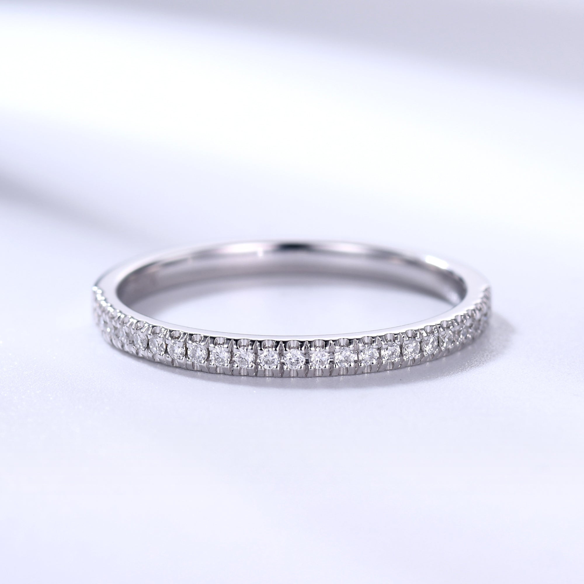 14K White Gold Round Diamond Half Eternity Wedding Ring for Women - Elegant Bridal Band, Anniversary Gift, Engagement Jewelry (Perfect for Proposals, Weddings & Special Occasions)