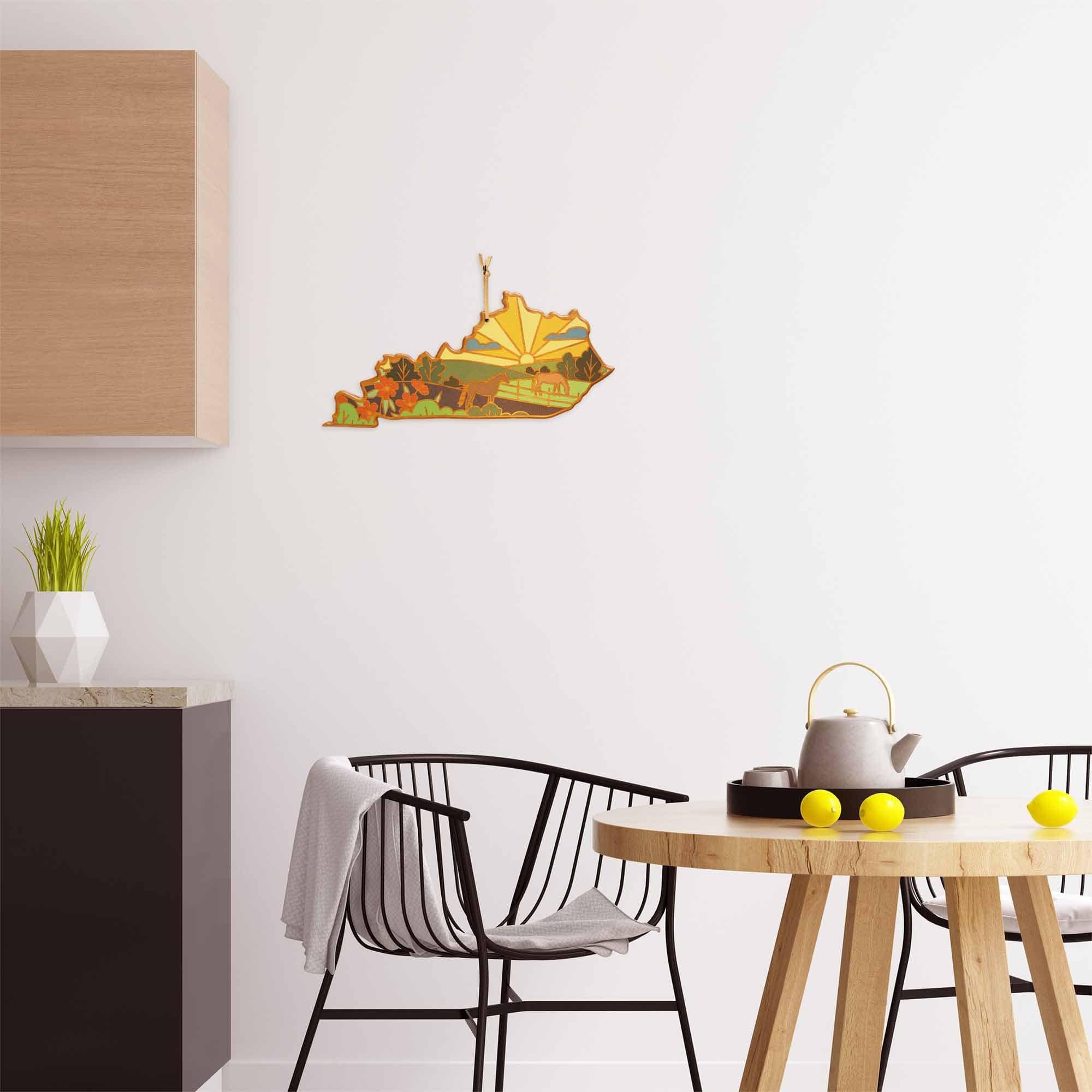 Handcrafted Kentucky Wood Cutting Board with Summer Stokes Artwork - Durable Kitchen Essential for Chopping, Serving & Decor