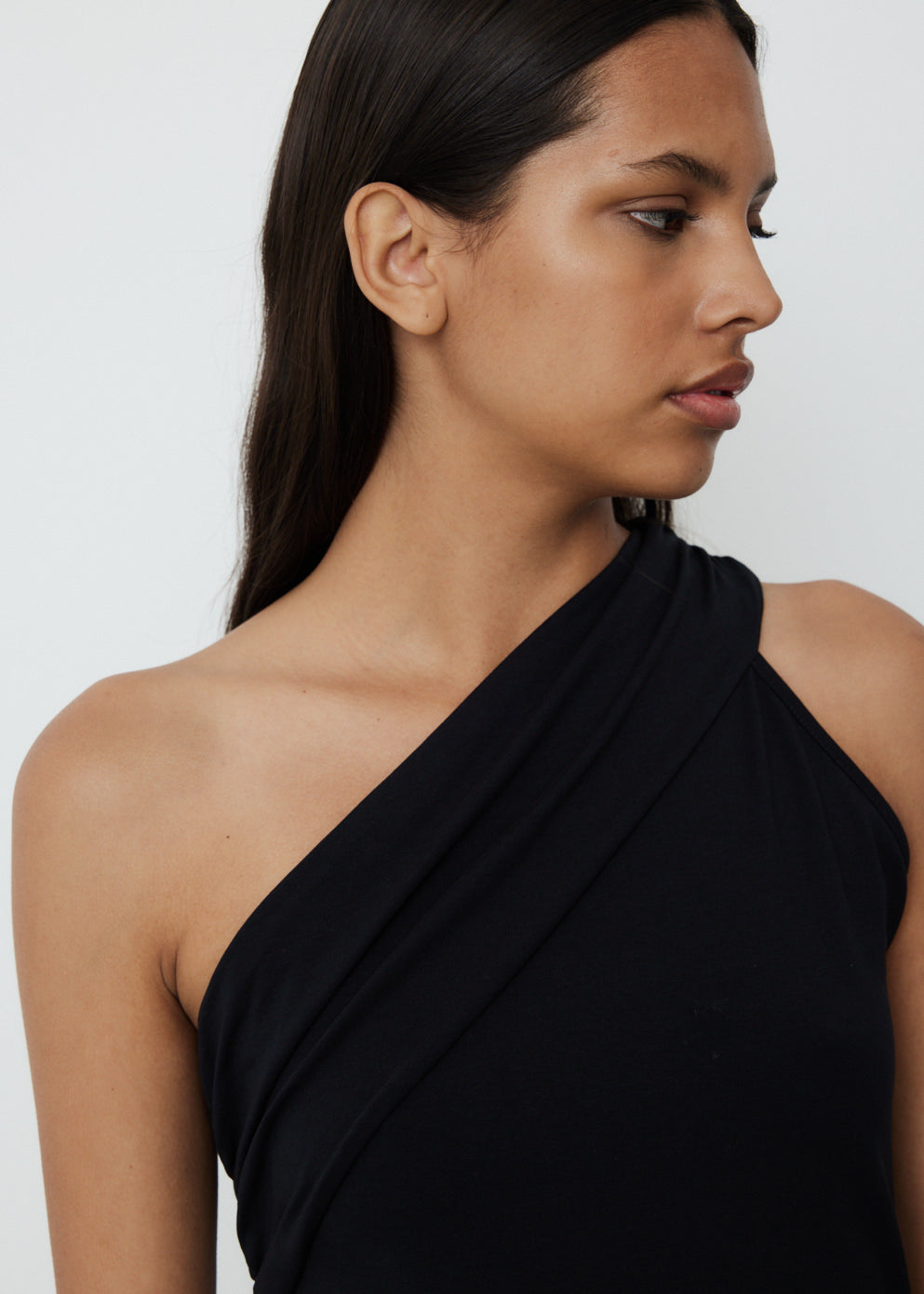 Stylish 0057 One Shoulder Draped T-Shirt for Women - Trendy Asymmetrical Top for Casual Wear, Night Out & Summer Fashion