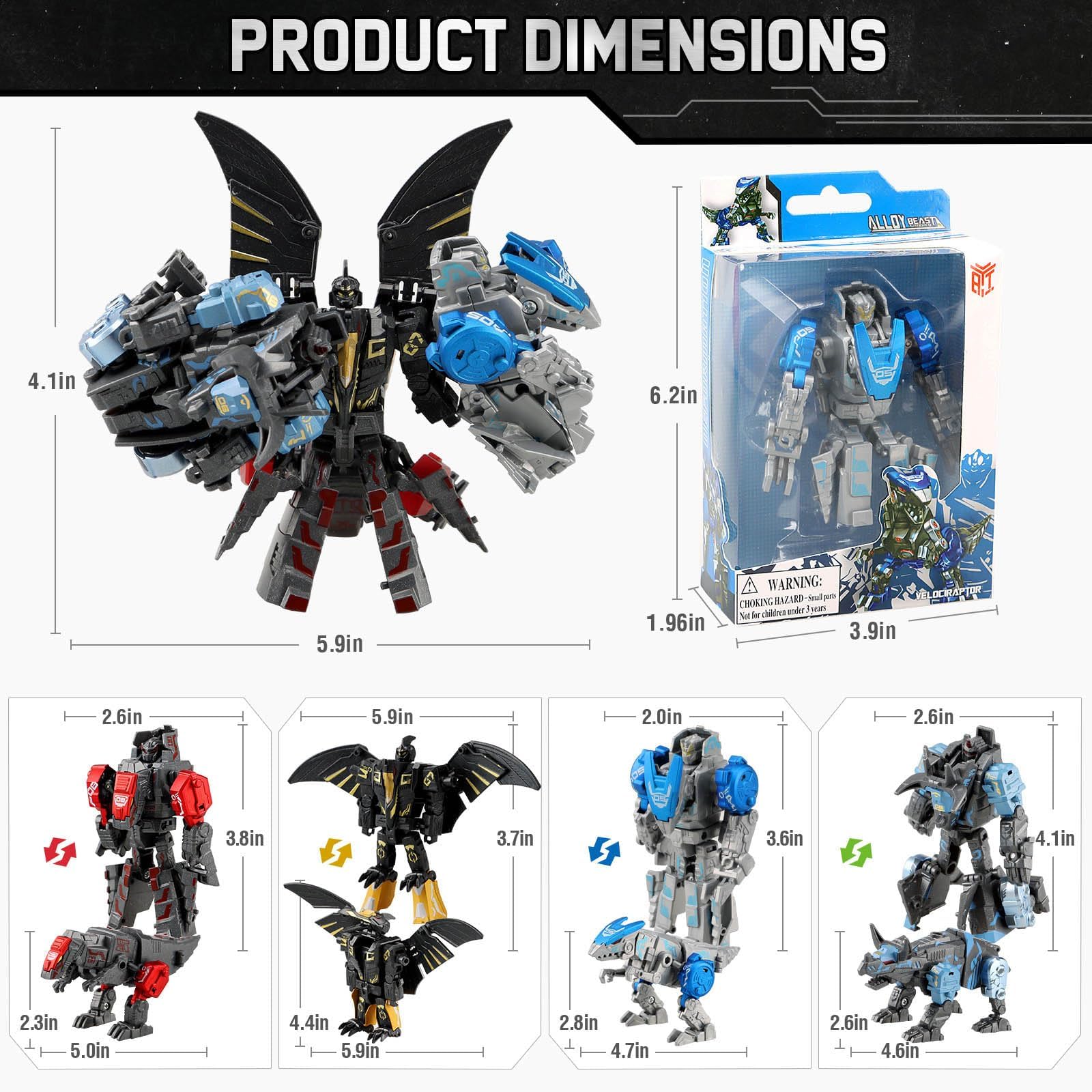 4-in-1 STEM Transforming Robot Dinosaur Toys - Educational Building Toys for Kids Ages 5-10, 11 Shape-Changing Dinosaur to Robot Toy Set - Perfect Birthday Gift for Boys & Girls | STEM Learning, Creative Play & Dinosaur Lovers
