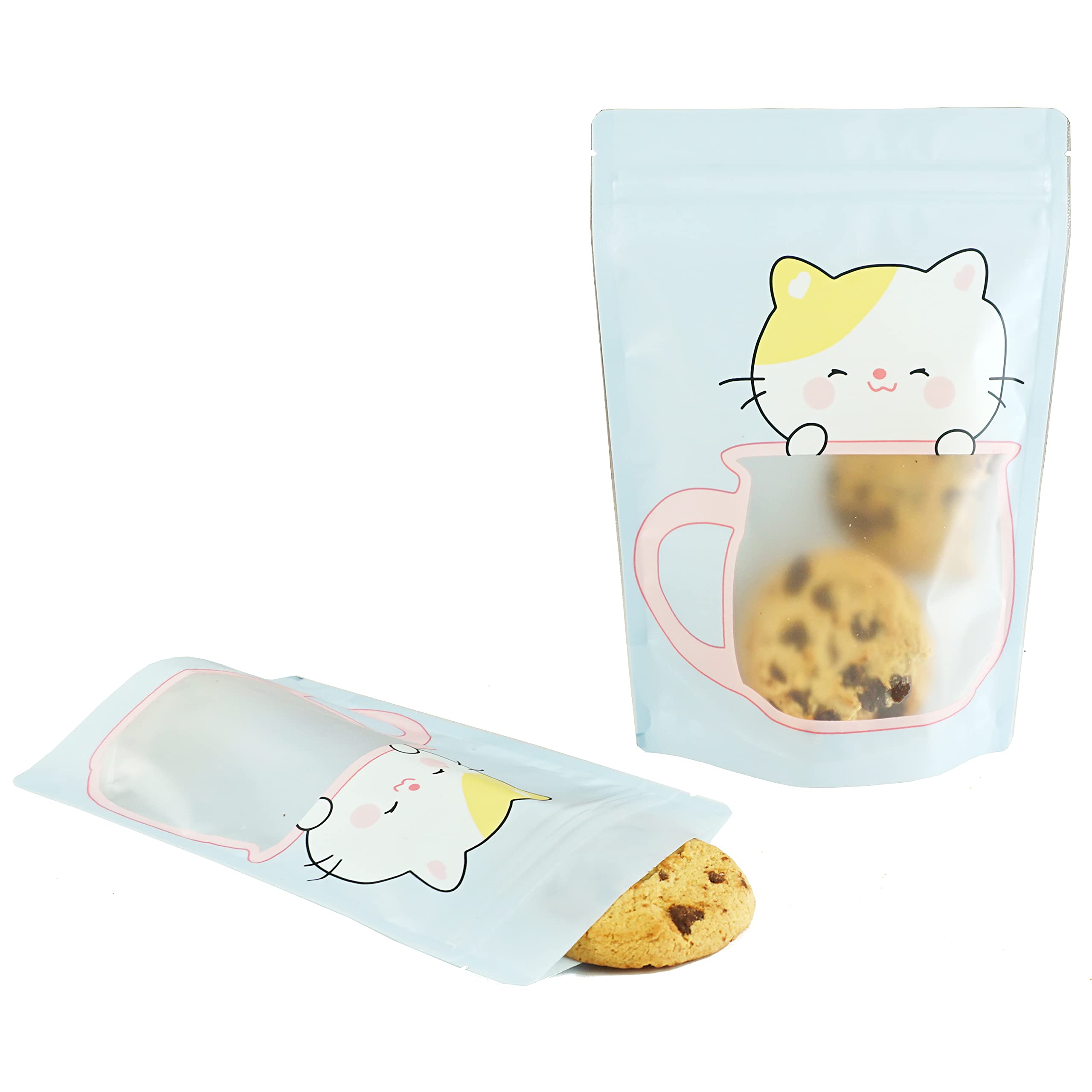 QQ Studio Animal Print Snack Bags - 5x7 Inch Pastel Plastic Bakery Bags with Window & Zipper Seal - Cute Treat Storage for Cookies, Candies, Party Favors - Assorted Animal Designs for Kids Birthday, School Snacks & Gift Packaging