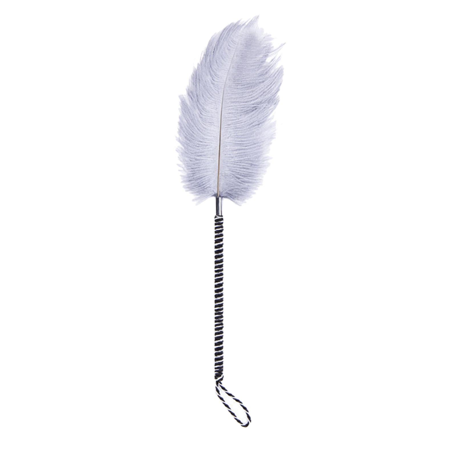 Milageto 1 Piece White Feather Tickler Toy with Handle - Sensual Massage Tool for Couples, Romantic Foreplay & Intimate Play