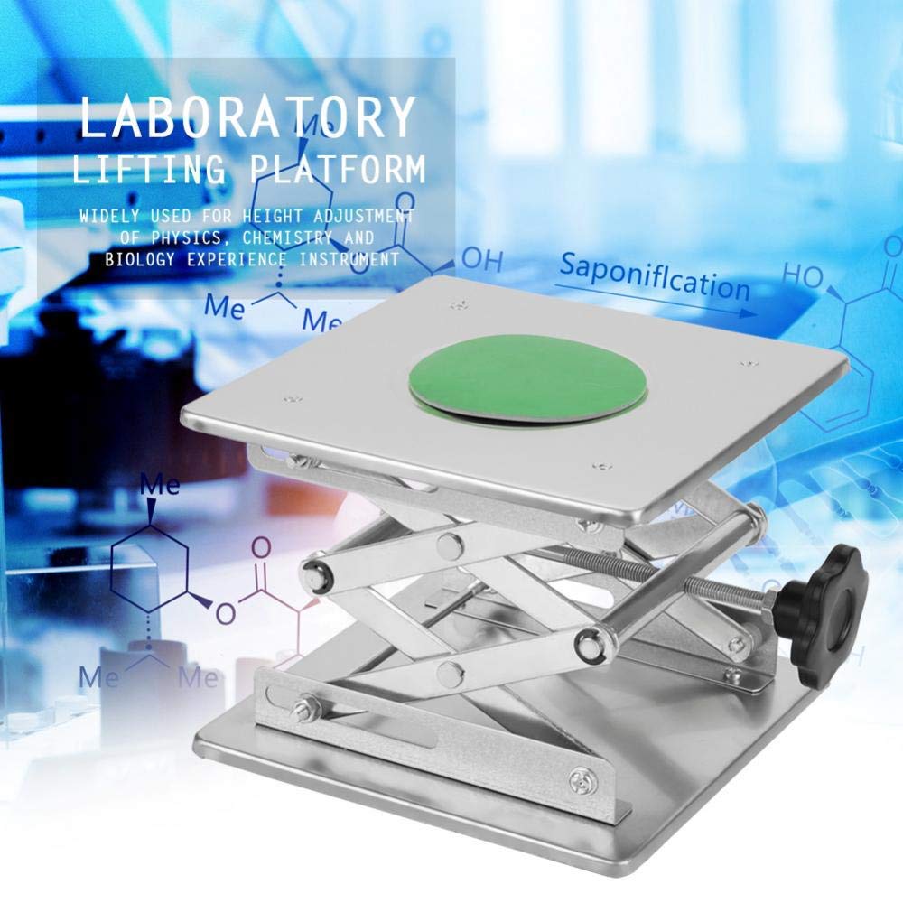 Stainless Steel Lab Jack 200x200x280mm - Height Adjustable Scissor Lift for Science Experiments, Lab Stand Support (15KG Capacity) - Perfect for Microscopes, Lab Equipment & Precision Work