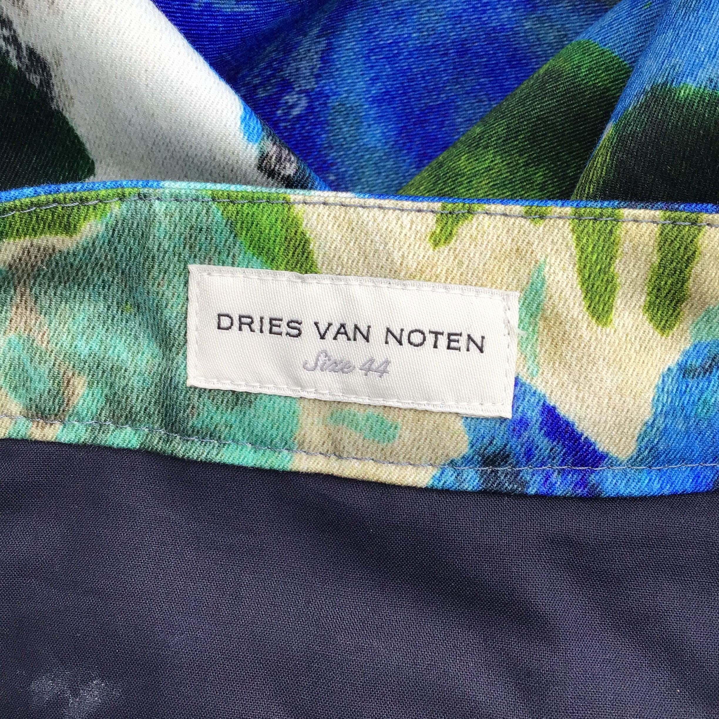 Dries Van Noten Blue and Green Printed Cotton Pants for Women - Stylish Casual Trousers for Spring Summer Outfits and Travel