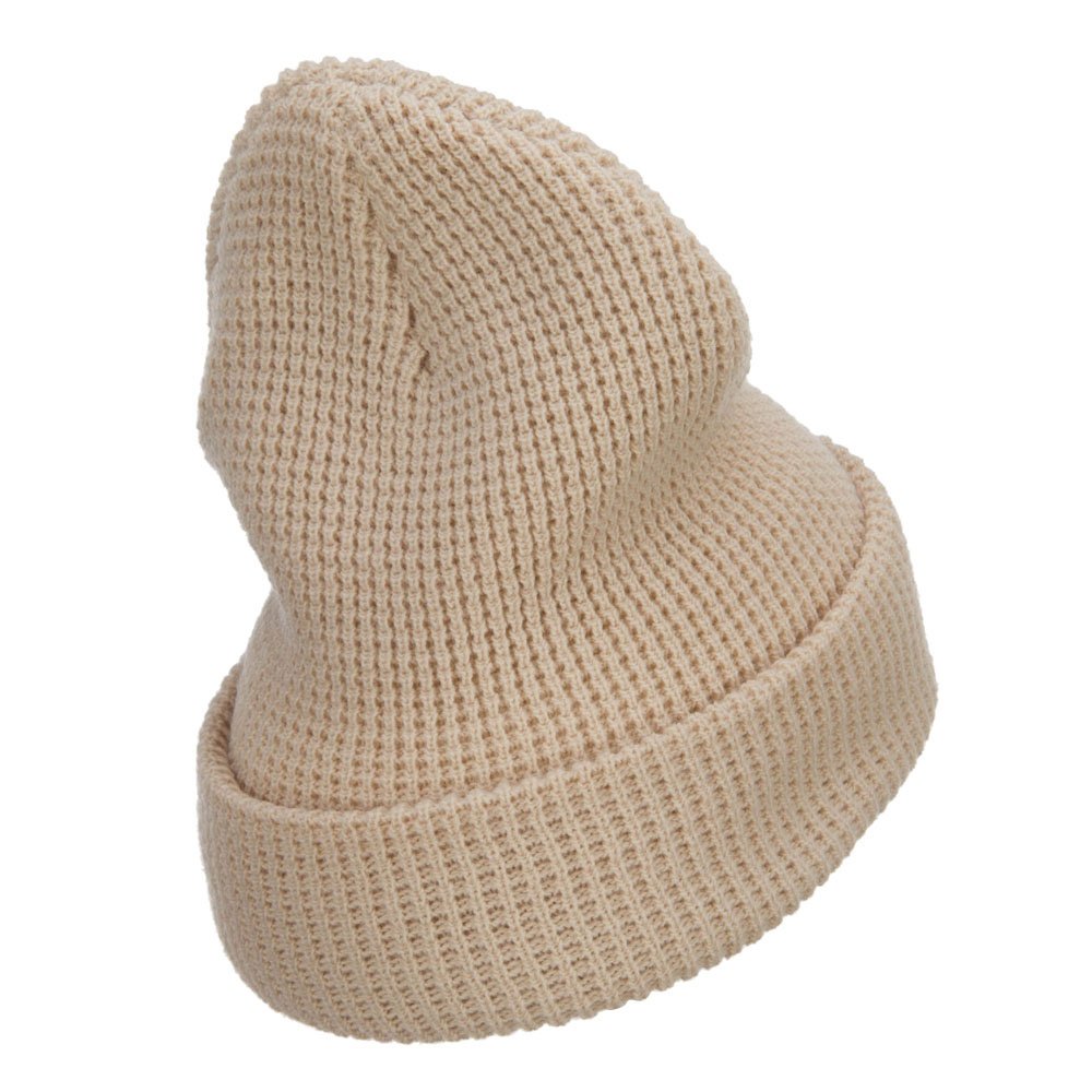 Grey Diamond Embroidered Waffle Cuff Beanie for Men & Women - Extra Large Stretchy Winter Hat for Big Heads - Perfect for Skiing, Snowboarding & Cold Weather Outdoor Activities