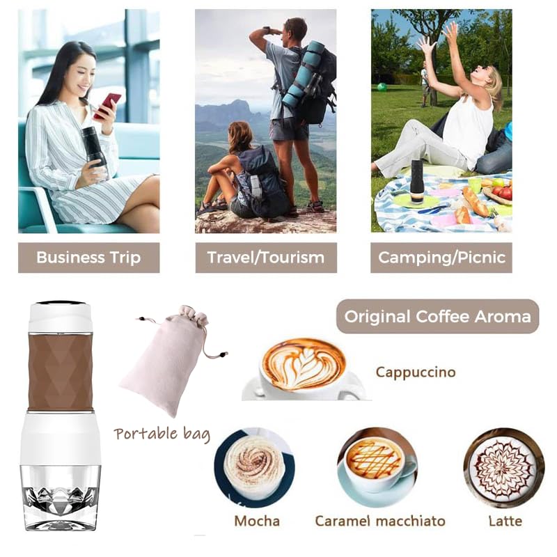 Premium Mini Espresso Coffee Maker - Fast & Portable 3-in-1 Manual Piston Machine for Ground Coffee, Nespresso & Dolce Gusto Capsules | Perfect for Camping, Travel & Office Use