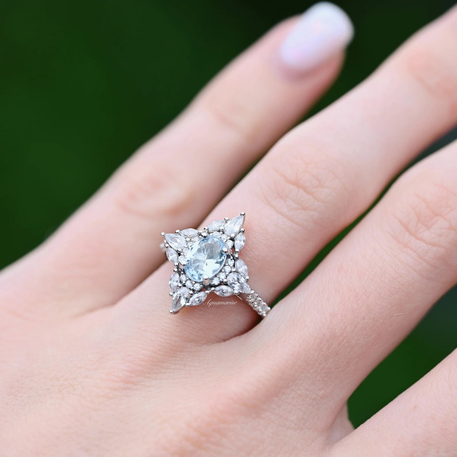 Stella North Star Aquamarine Ring - Sterling Silver Jewelry for Women, Elegant Birthstone Gift for March, Anniversary & Valentine's Day | Perfect for Everyday Wear & Special Occasions