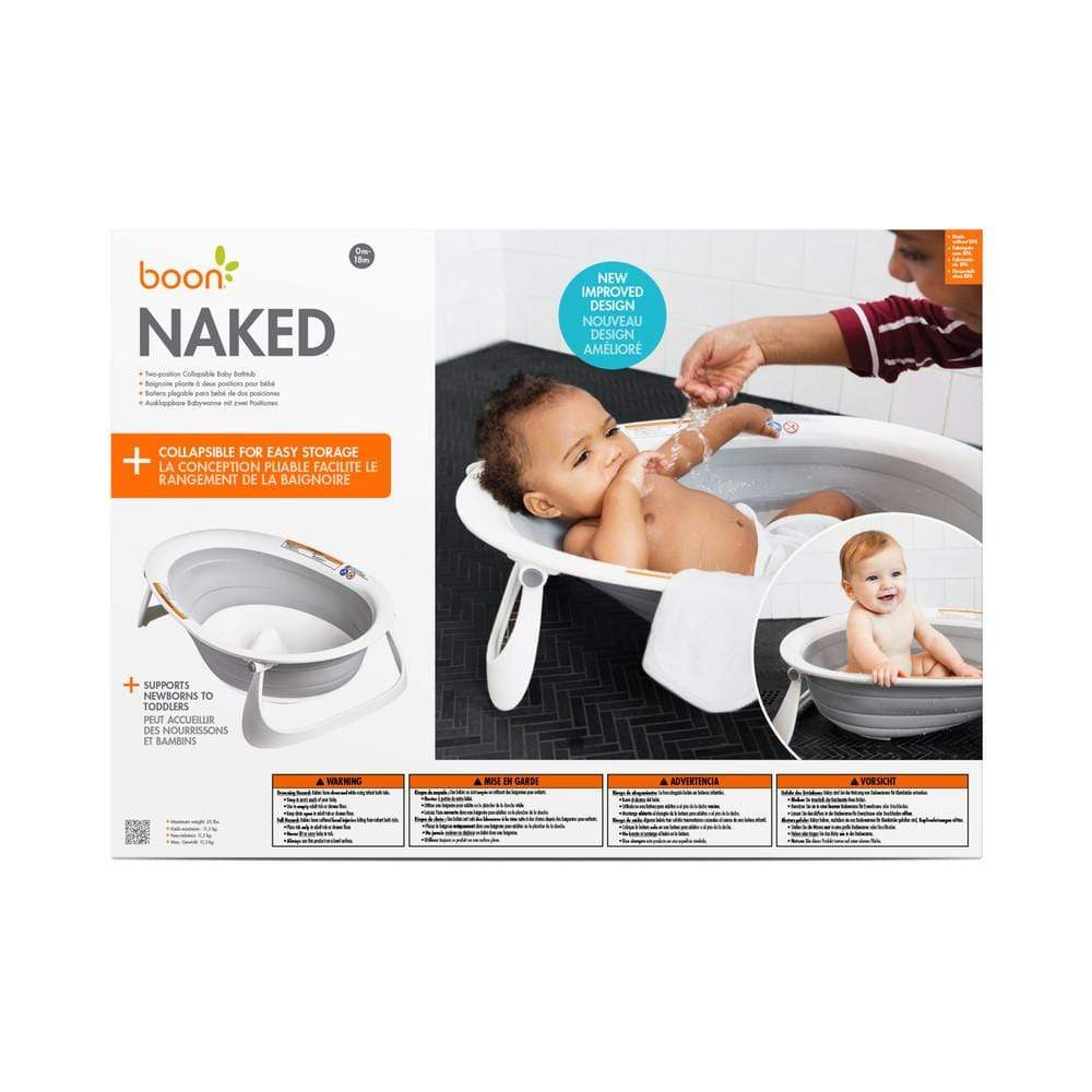 Boon Naked 2 Position Collapsible Baby Bathtub - Foldable Infant Tub for Newborns & Toddlers - Space Saving Bath Solution for Small Bathrooms & Travel