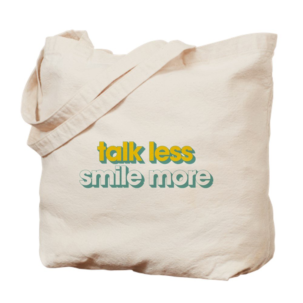 Talk Less Smile More Tote Bag - Natural Canvas Reusable Shopping Bag for Groceries, Beach & Everyday Use