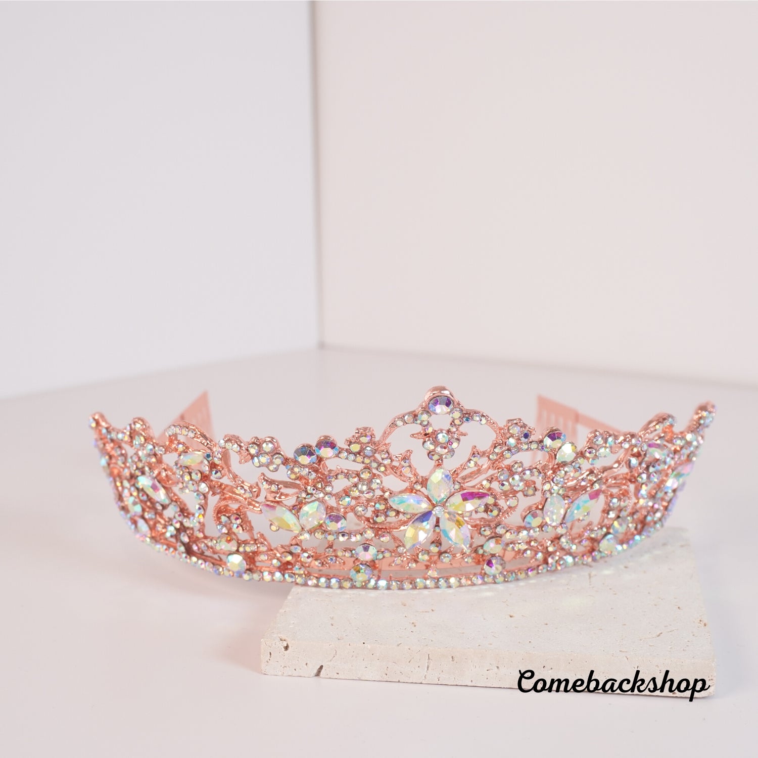 Sparkling Rose Gold Crystal Bridal Tiara Crown with Rhinestones & Swarovski Elements - Perfect for Weddings, Prom, Pageants & Special Occasions
