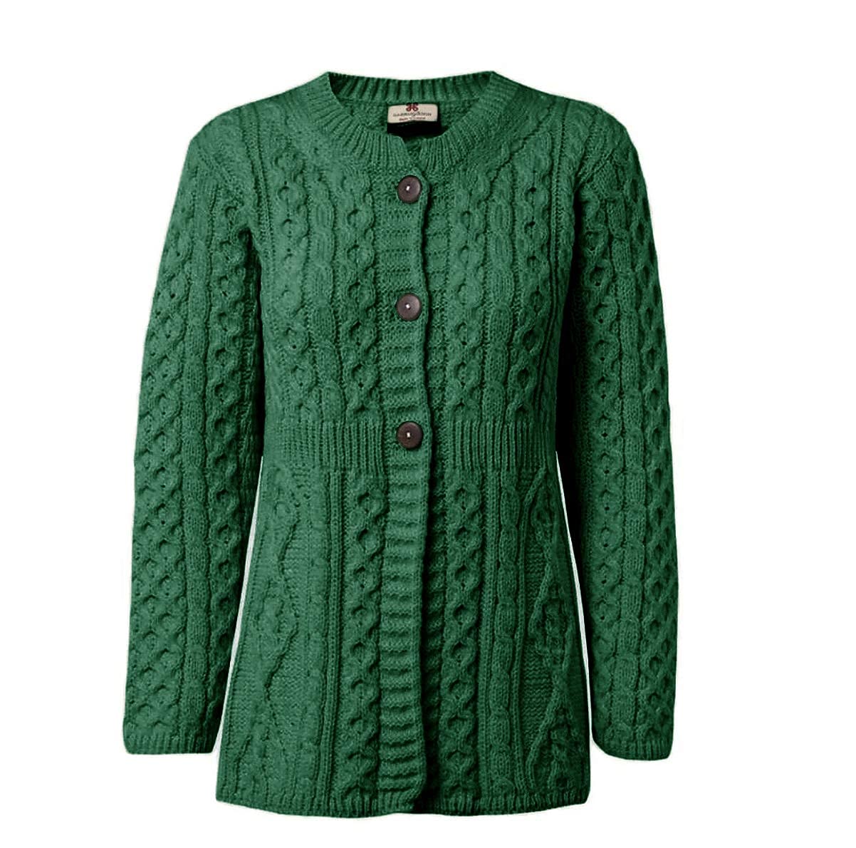 Women's 100% Merino Wool A-Line Cardigan Sweater - Irish Made Soft Warm Knitwear for Fall Winter Layering & Office Wear