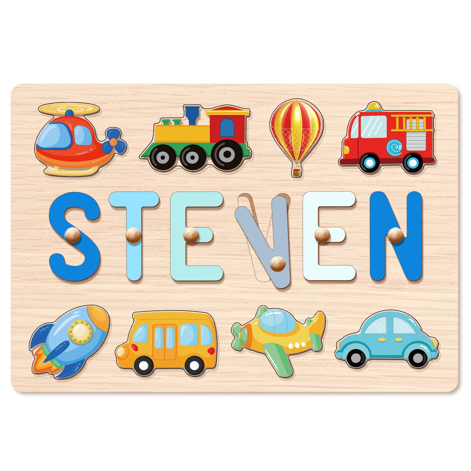 Personalized Wooden Name Puzzle for Kids - Custom 1st Birthday Gift for Boys & Girls, Easter Basket Stuffer, Christmas Baby Gift - Toddler Learning Toy for Ages 1-3 - Perfect for Nursery Decor, Early Education & Holiday Gifting