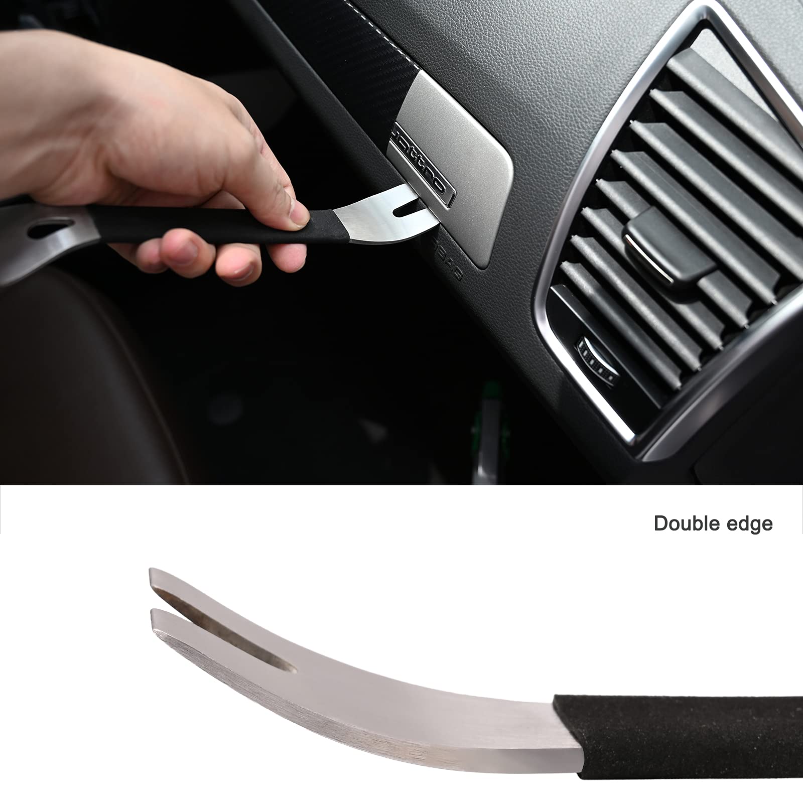 FOSHIO Metal Car Trim Removal Tool Kit - Pry Tool for Door Panel, Dashboard, Radio, Audio & Navigation Installation - Professional Auto Panel Removal Kit for Car Repair & DIY Projects