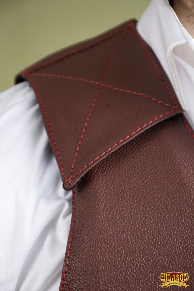 HILASON Leather Bull Riding Safety Vest for Men & Women - Maroon Equestrian Protective Vest for Rodeo, Horseback Riding & Western Sports | Unisex Rodeo Gear for Professional Riders & Beginners