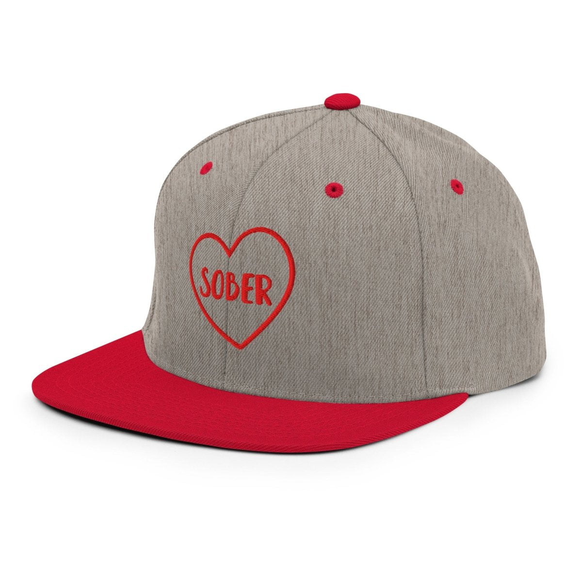 SOBER in a Heart Embroidered Snapback Hat - Stylish Unisex Baseball Cap for Men & Women - Perfect for Casual Wear, Sports, and Outdoor Activities