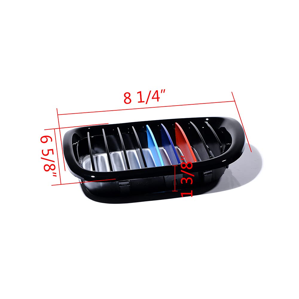 AstraDepot Compatible For BMW Z3 1995-2002 Glossy Black M Color Stripes Front Kidney Grill Insert - Upgrade Your BMW Z3's Style for Street & Show Car Enthusiasts