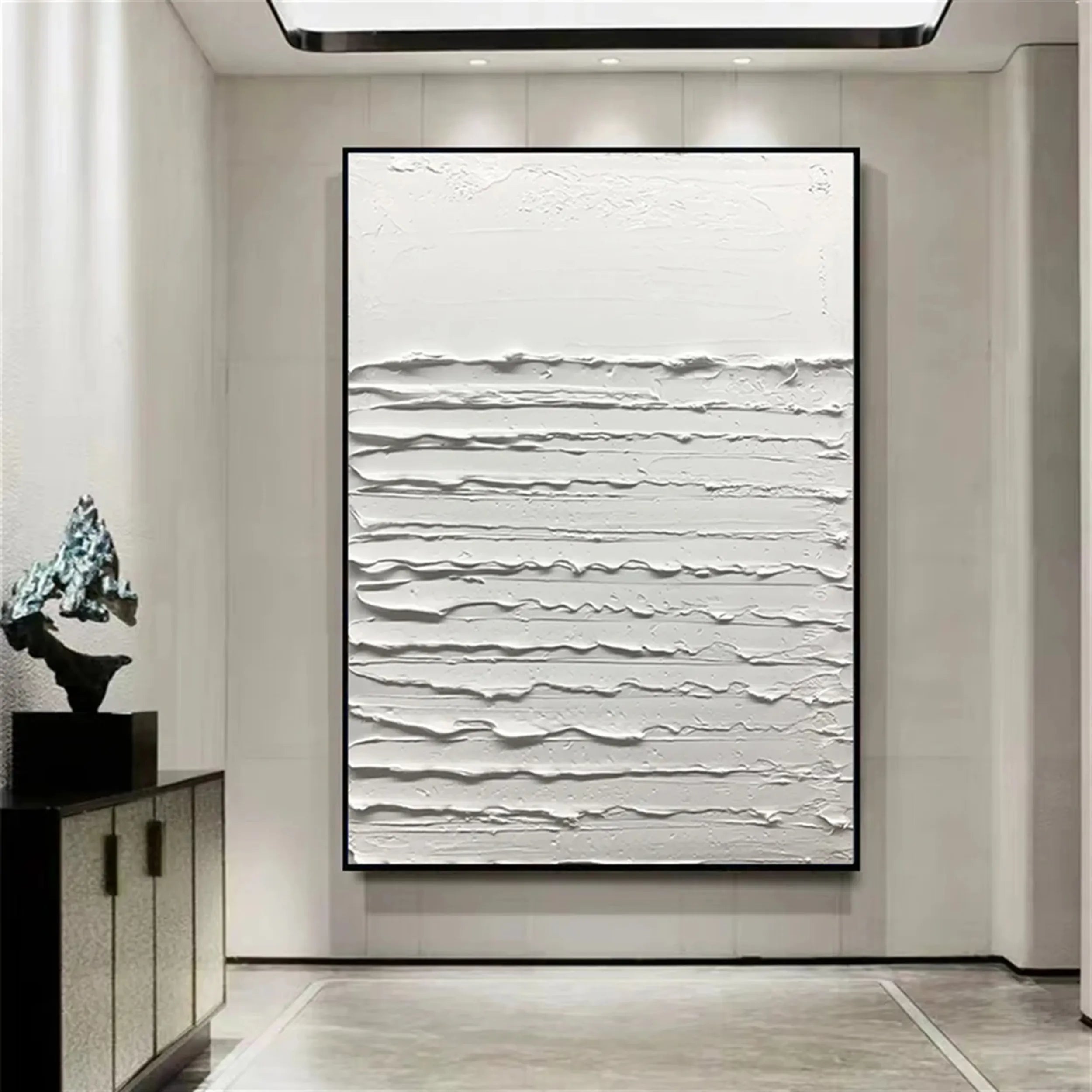 White Minimalist Textured Painting Canvas #MM177 - Premium Wall Art for Modern Home & Office Decor