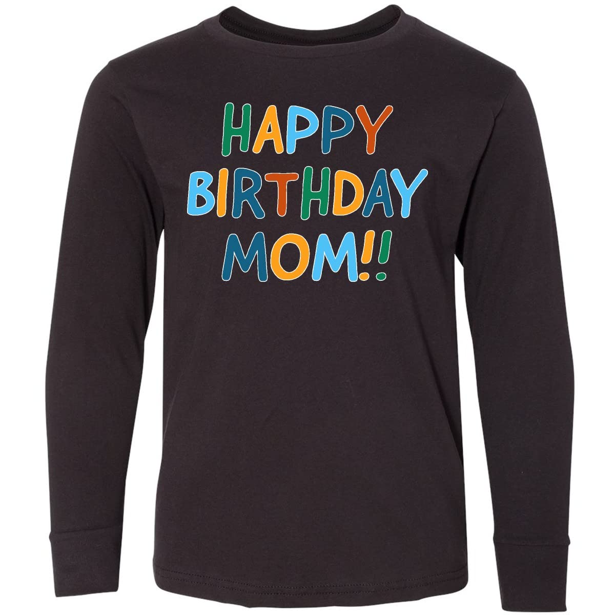 Happy Birthday Mom Youth Long Sleeve T-Shirt - Cute Graphic Tee for Kids & Teens - Perfect for Birthday Parties, Family Celebrations & Gifts