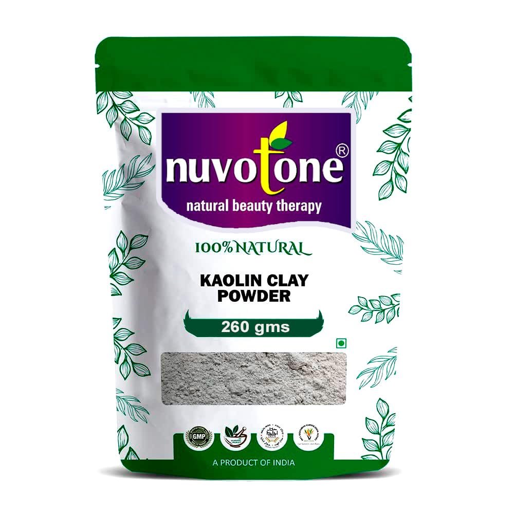 Nuvotone White Kaolin Clay for Skin Care - Natural Face Mask & Detoxifying Treatment for Acne, Oily Skin & Pore Cleansing | DIY Spa & Beauty Routine