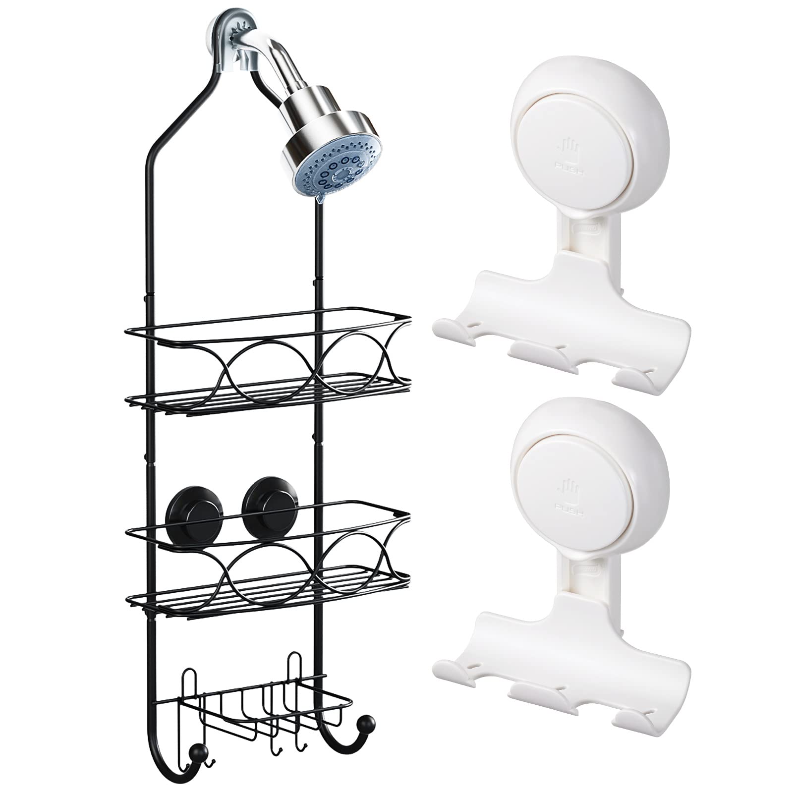 LEVERLOC 2-Pack Razor Holder for Shower with Strong Suction Cup & Anti-Swing Shower Caddy - Perfect for Organizing Razors, Loofahs, and Bath Accessories in Your Bathroom
