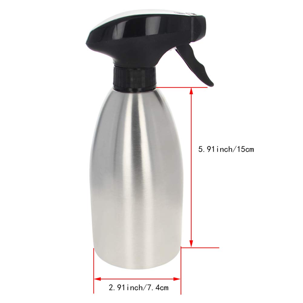 MroMax 16.9oz/500ml Stainless Steel Spray Bottle with Fine Mist Sprayer - Refillable Empty Container for Kitchen, Bathroom, Plants & Cleaning - Durable 304 Silver Tone Water Sprayer for Home & Garden Use