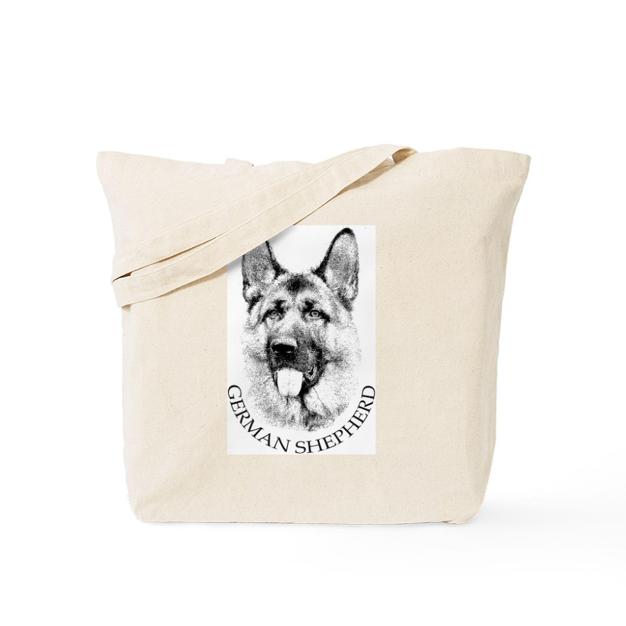 German Shepherd Tote Bag - Natural Canvas Reusable Shopping Bag for Groceries, Beach, Work & School | Eco-Friendly & Durable