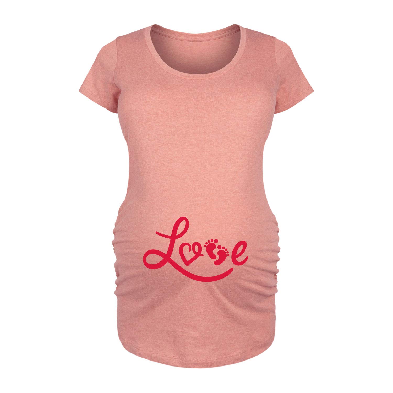 Bloom Maternity Love Footprints Pregnancy Scoop Neck T-Shirt - Comfortable Maternity Top for Expecting Moms - Perfect for Casual Wear, Baby Showers & Maternity Photos