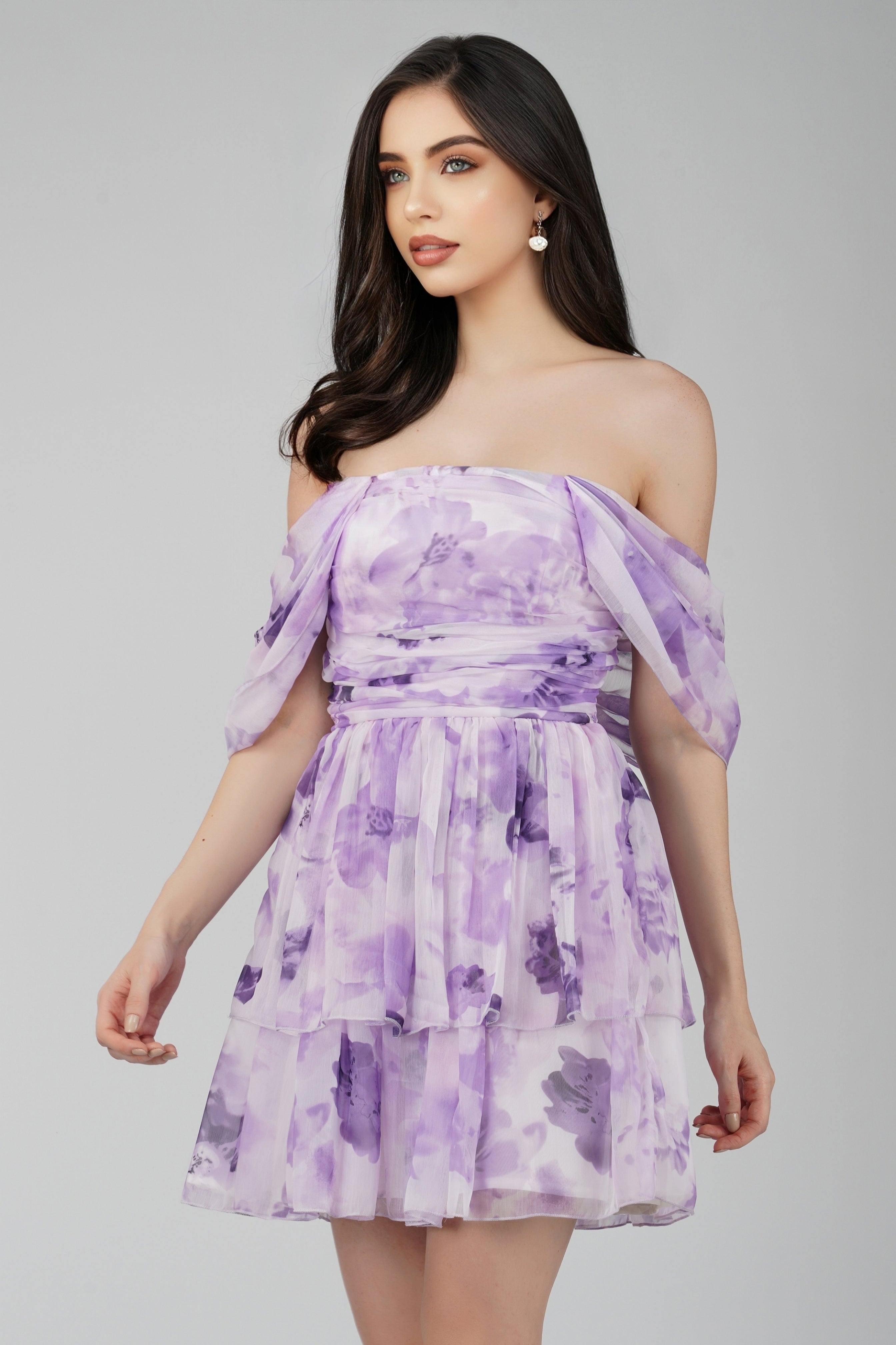 Lavender Sydney Chiffon Mini Dress - Elegant Summer Party Cocktail Dress for Women, Perfect for Weddings, Dates & Night Out
