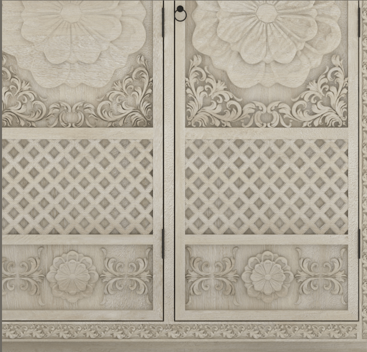 Hand Carved White Three Door Sunflower Design Armoire - Solid Wood Wardrobe for Bedroom Storage & Organization - Perfect for Master Bedroom, Guest Room & Closet Organization