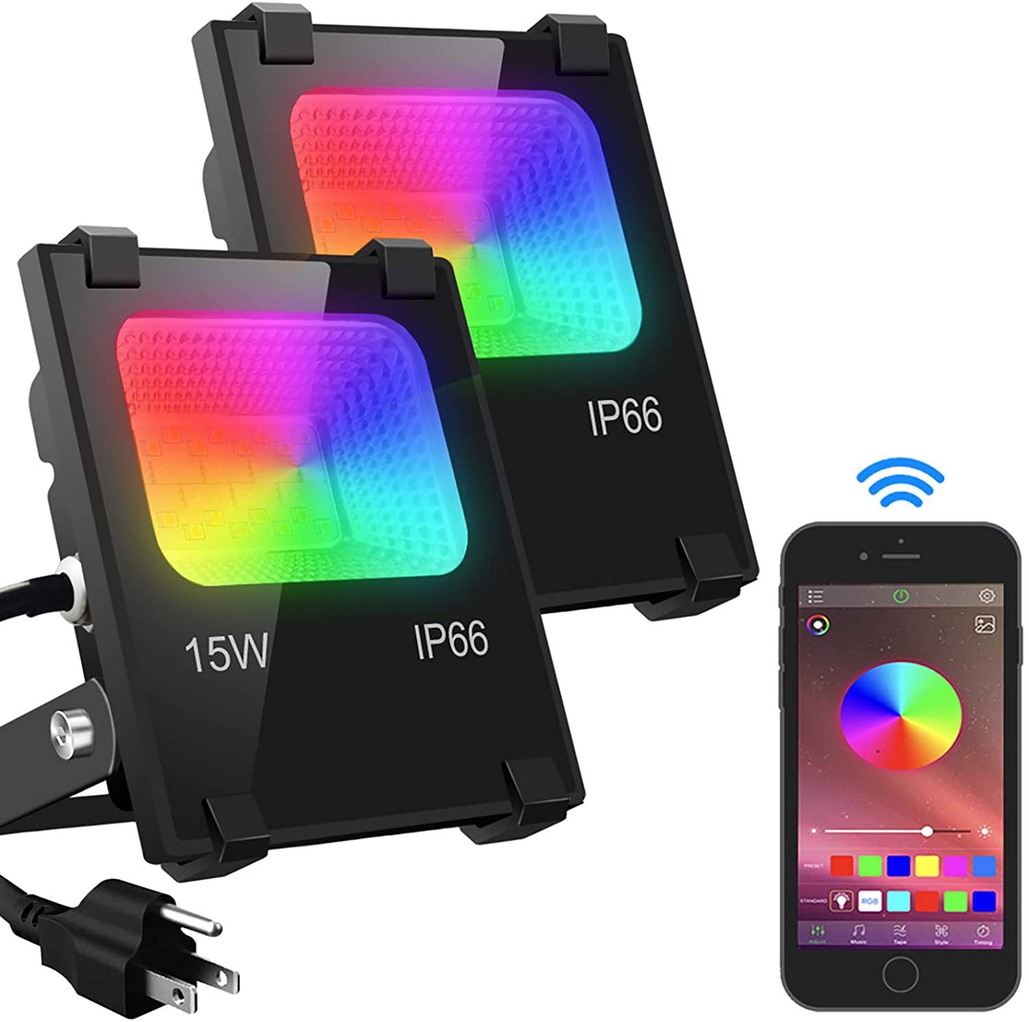 IP66 Waterproof Outdoor Smart Bluetooth RGBW Flood Light - Bright LED Landscape Lighting for Garden, Patio, and Backyard Decoration