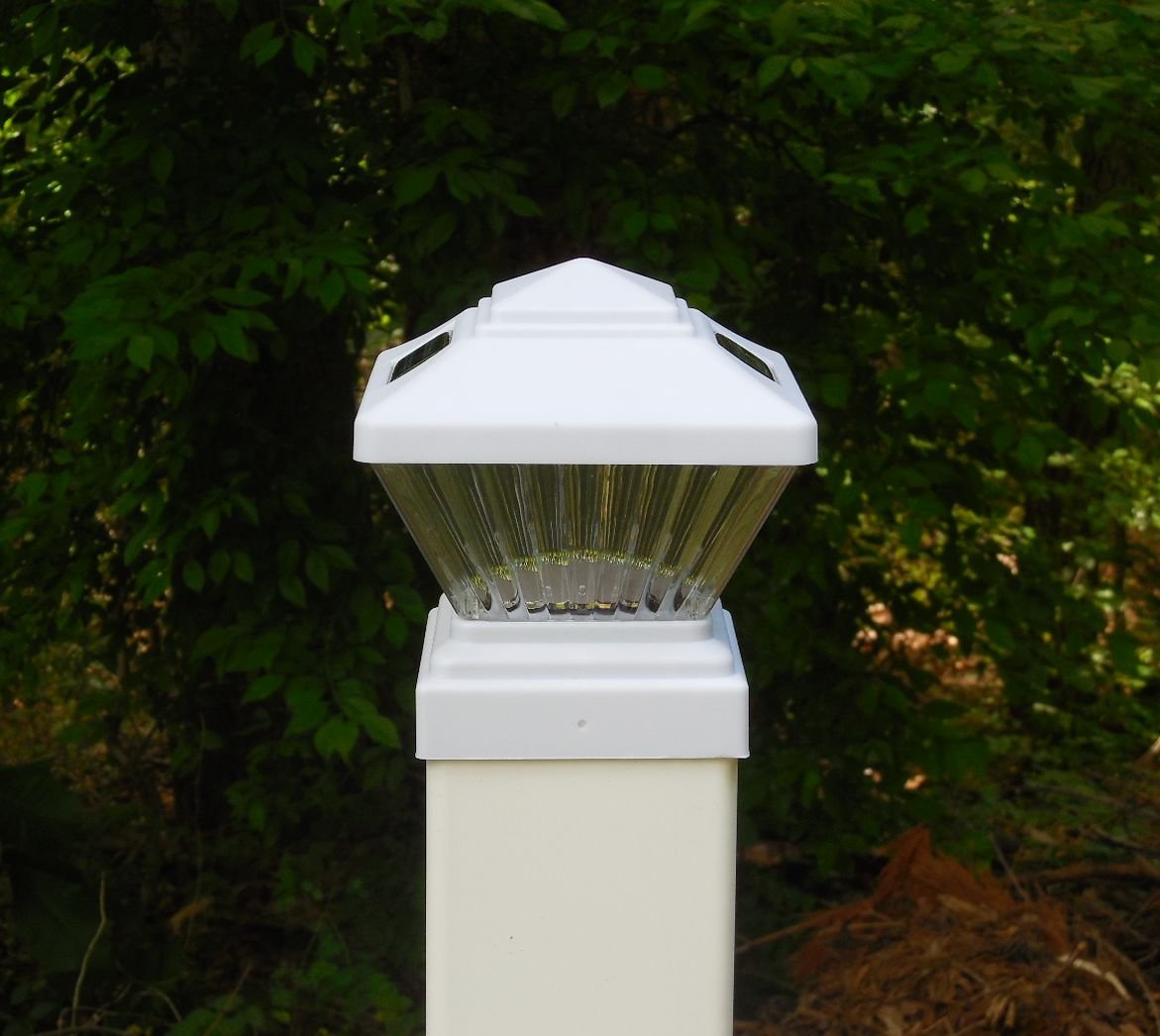 12 Pack Colonial Style Solar Fence Post Cap Lights - Waterproof Outdoor Solar Lights for 4x4 PVC Fence Posts - Perfect for Garden, Yard, Patio, and Driveway Lighting