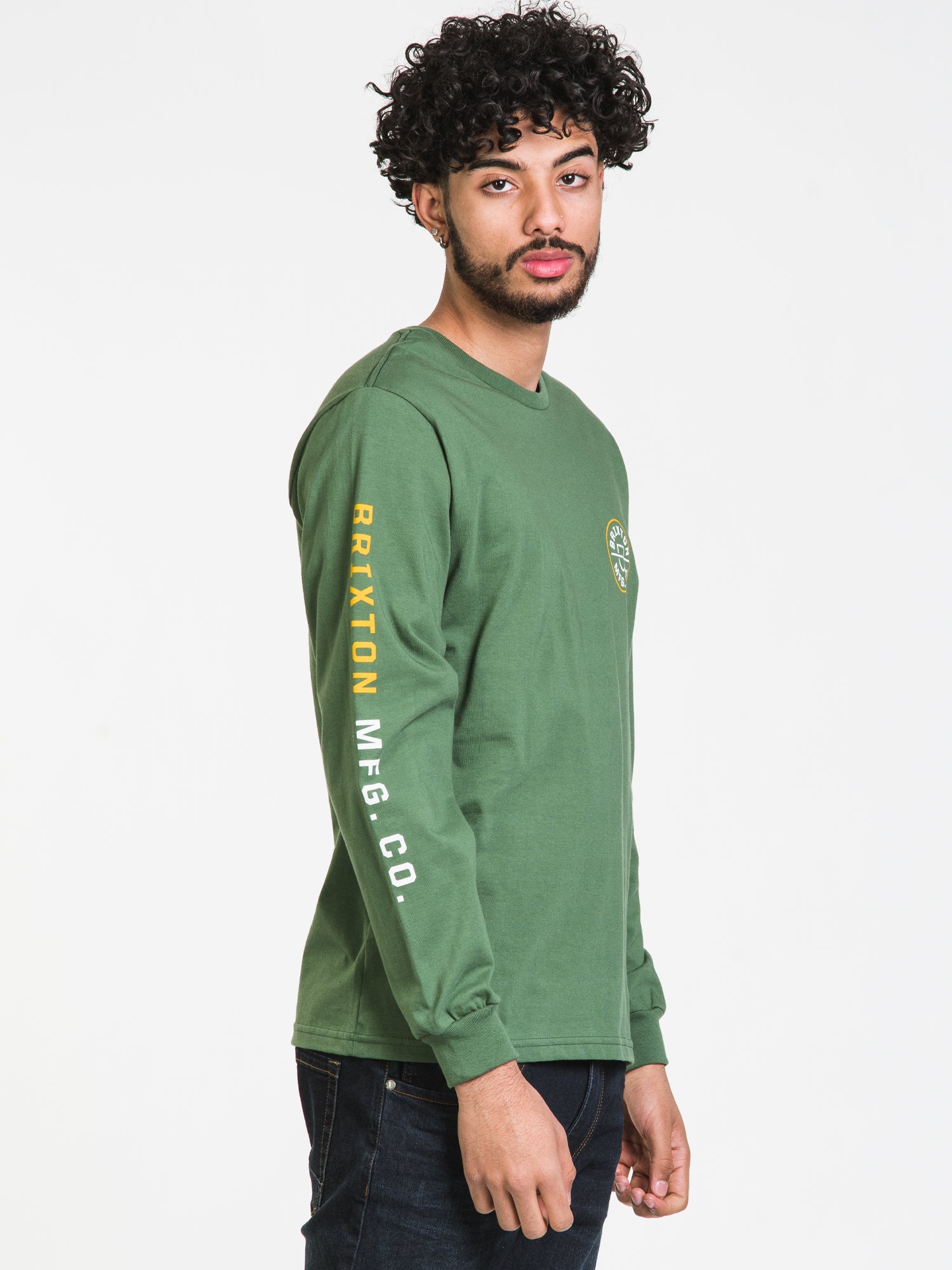 Brixton Crest Long Sleeve T-Shirt for Men | Premium Cotton Crewneck Tee | Casual & Streetwear Style | Perfect for Everyday Wear, Layering, and Outdoor Activities
