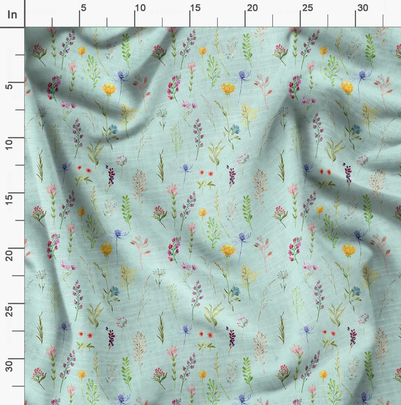 Soimoi Moss Georgette Green Fabric by The Yard - 42 Inch Wide Wildflower Leaves Print - Whimsical Botanical Fabric for Dresses, Curtains & DIY Crafts - Lightweight Flowy Material for Sewing Projects & Home Decor