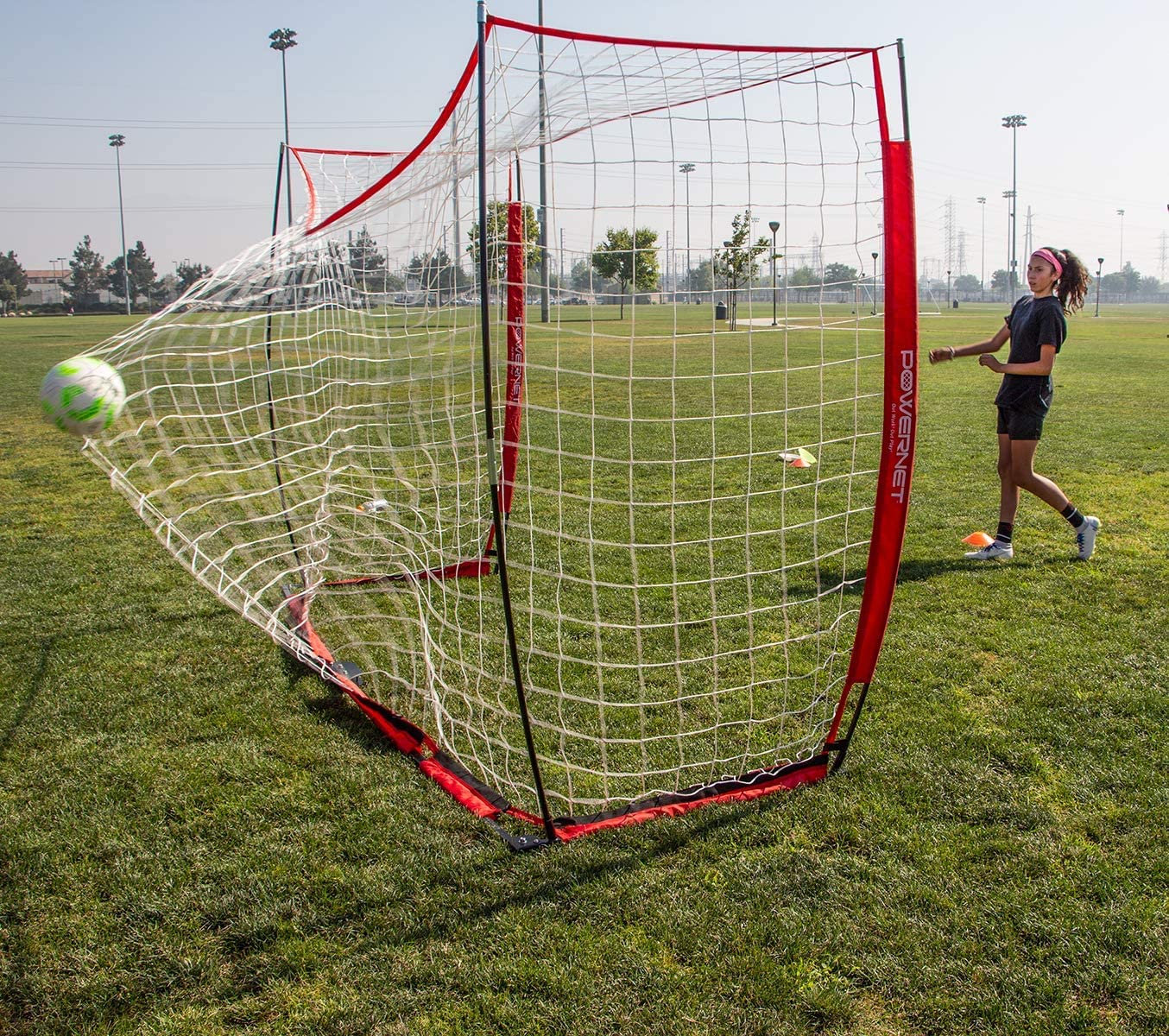 PowerNet Futsal Soccer Goal 3M x 2M (9.84 Ft x 6.56 Ft) - Portable Indoor/Outdoor Training Net for Backyard, School & Club Practice