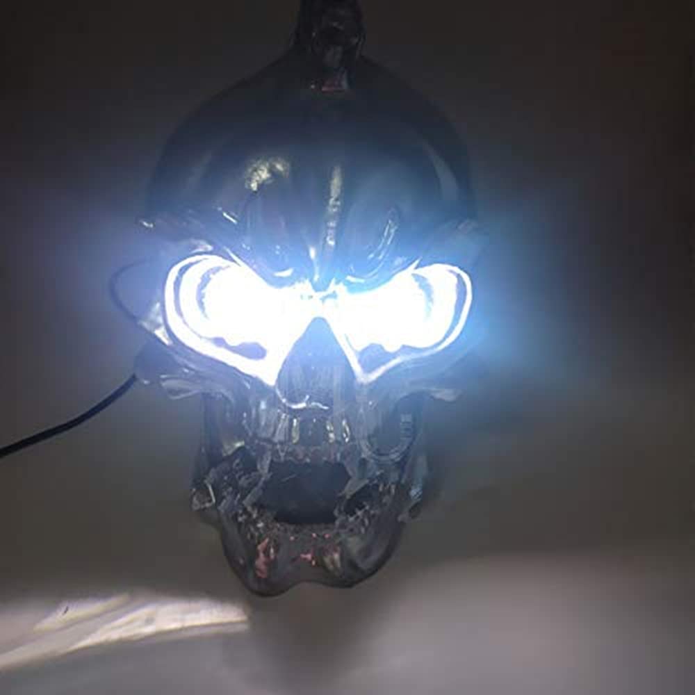 Universal LED Motorcycle Headlight - Super Bright Skull Design Headlamp for Kawasaki, Harley, Suzuki - Perfect for Night Riding & Custom Bike Builds (Silver)