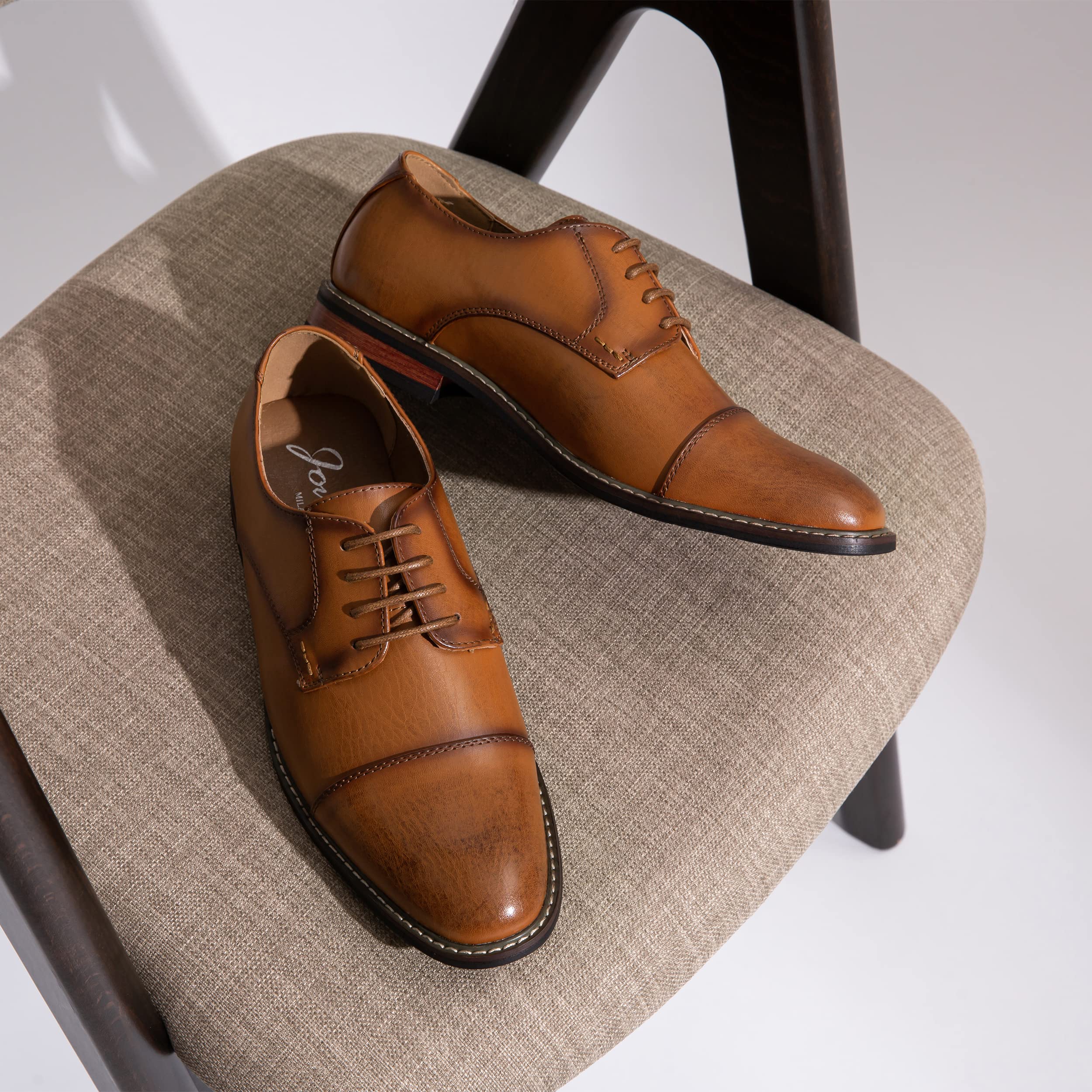 Jousen Men's Classic Oxford Dress Shoes - Formal Business Derby Shoes for Office, Wedding & Professional Events