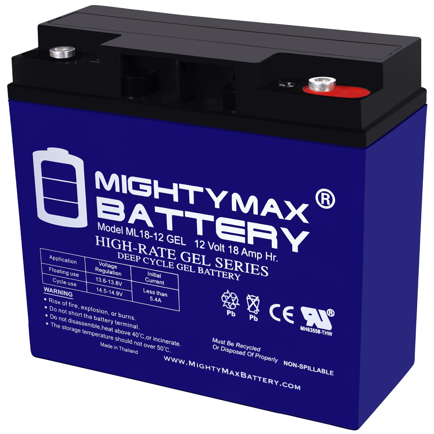 Mighty Max 12V 18AH GEL Replacement Battery for Deliberate 6FM-18 - Perfect for Power Wheels, Scooters, and Emergency Backup Systems