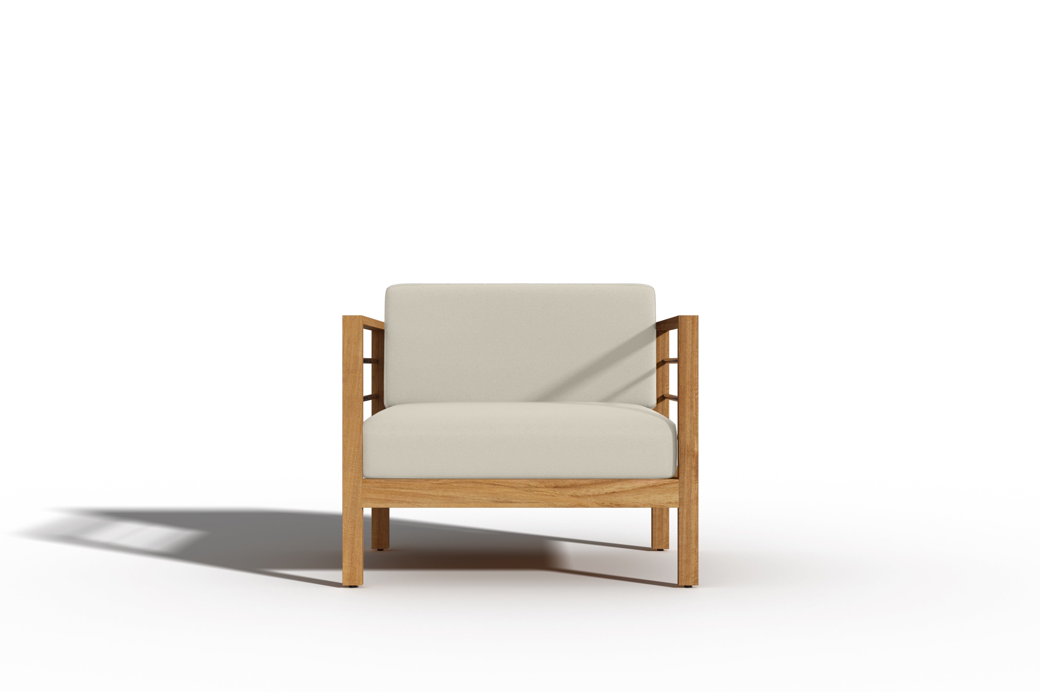 Premium Leon Teak Outdoor Club Chair with Sunbrella Canvas Cushion - Weather-Resistant Patio Furniture for Poolside, Garden & Backyard Relaxation