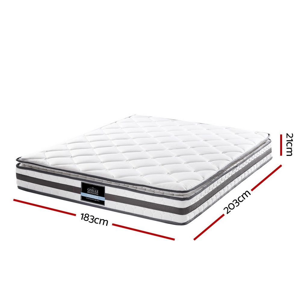 Giselle Bedding 21cm Mattress Pillow Top King Size - Premium Comfort for Back Pain Relief & Pressure Relief - Perfect for Master Bedroom, Guest Room & Hotel Use