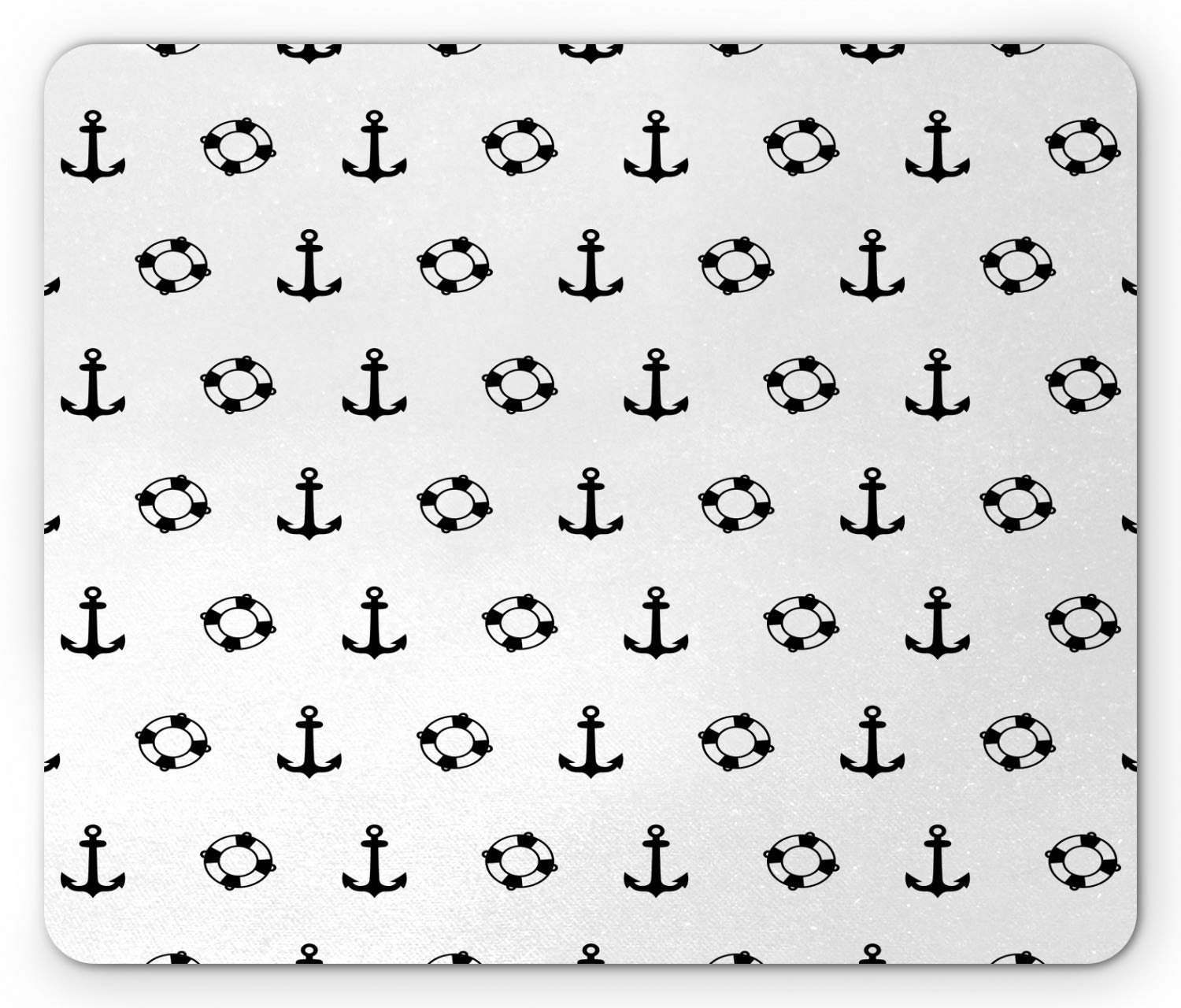 Ambesonne Nautical Mouse Pad - Maritime Anchor & Ocean Theme Non-Slip Rubber Mousepad, Standard Size Black & White - Perfect for Office, Gaming & Home Computer Setup