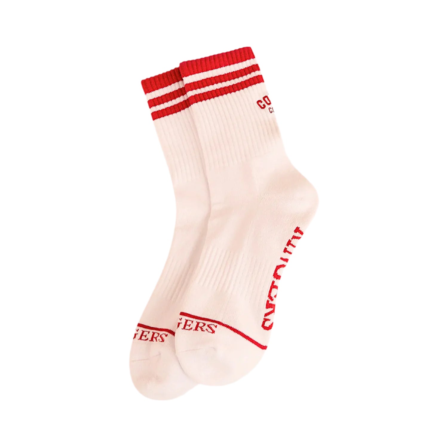Ringers Western Cowboy Collective Socks - White & Red Striped Crew Socks for Men & Women - Perfect for Rodeo, Country Music Festivals & Western Fashion