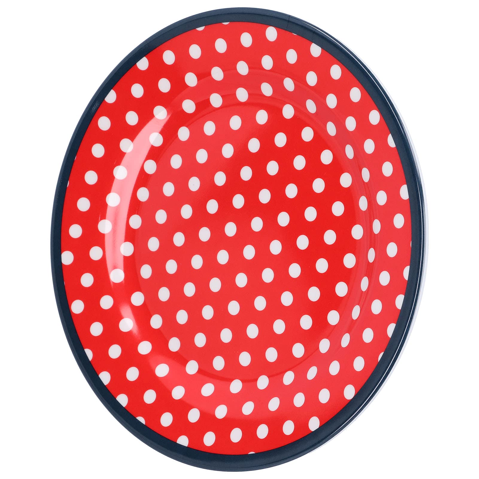 Gransun 10-Inch Decorative Dinner Plates Set of 6 - Reusable Porcelain Dessert Plates for Fruits, Cakes, Salads, Candies & Snacks - Elegant Red Dot Design - Perfect for Parties, Weddings & Daily Dining